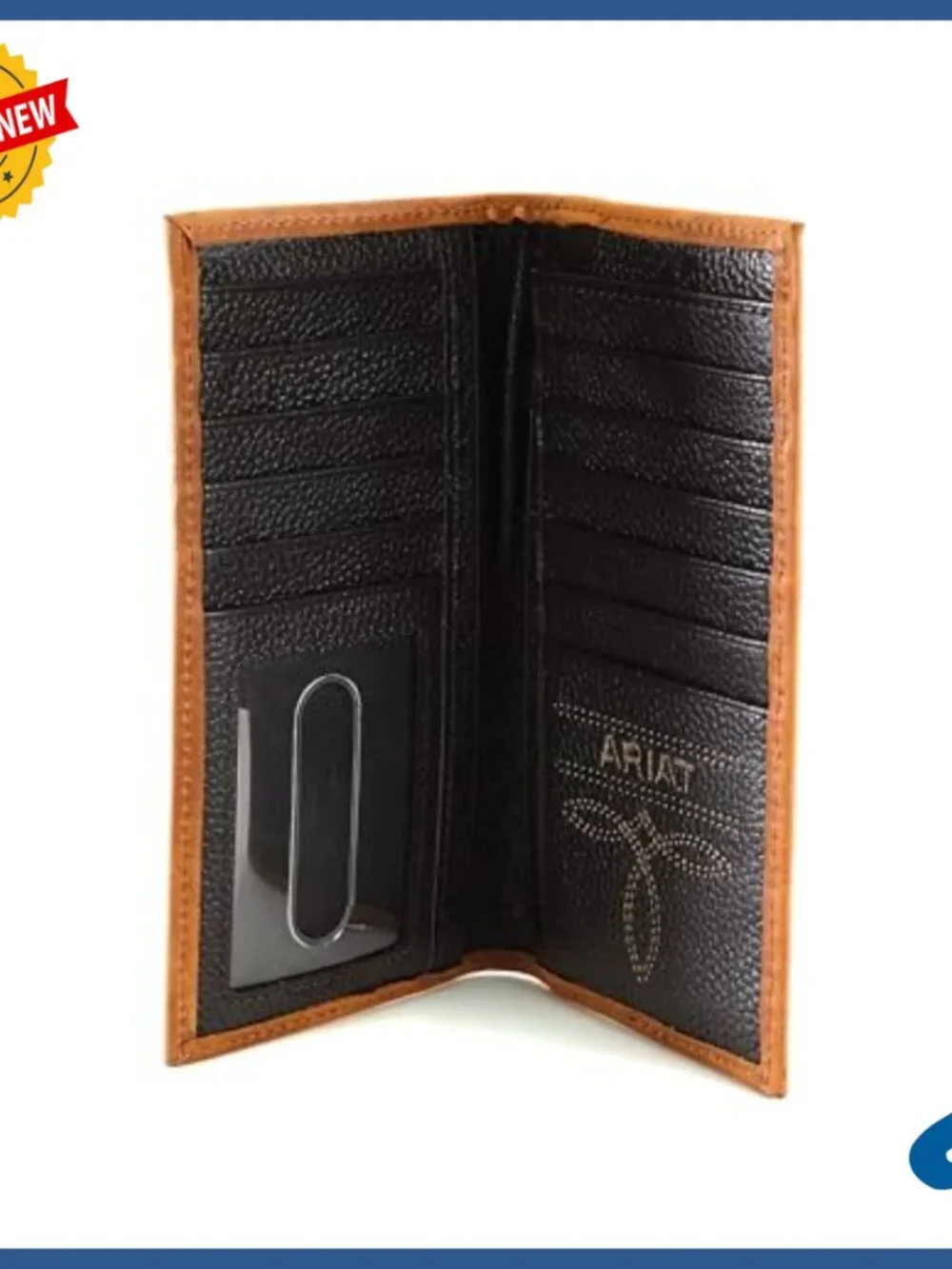 Genuine Leather Bi-Fold Wallet, Multiple Card Slots, ID Window, Western Style